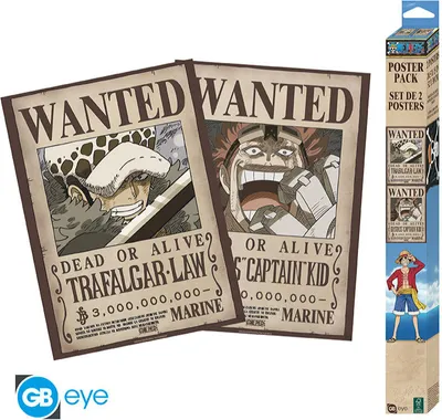 Produktbild von ONE PIECE - Set 2 Posters Chibi 52x38 - Wanted Law & Kid