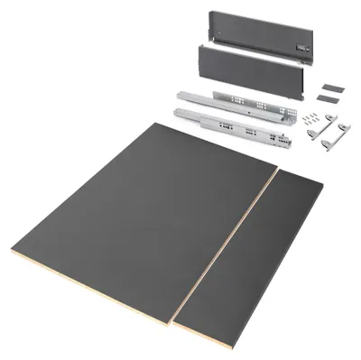 Imagen del producto de Kit de cajón Vertex de H 178 mm con paneles incluidos, de 900 mm de ancho, color gris antracita, marca Emuca