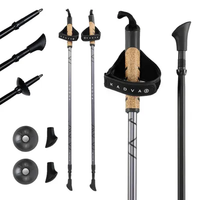Image de Bâtons de marche nordique - Réglables 83 à 135 cm - Système twist-lock - Noir
