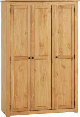 Produktbild von Kleiderschrank CANCUN - Massiver 3-türiger Schlafzimmerschrank, Kiefer, gebeizt/gewachst