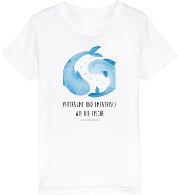 Produktbild von Mr. & Mrs. Panda Kleinkinder T-Shirt Sternzeichen Fische 9-11 Jahre (134/146) - Weiß - Geschenk, Kinder, Shirts für, Geburtstag März, Jungen, Sternbild, Kindershirt