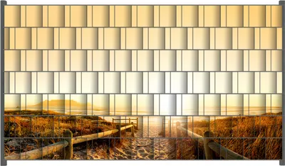 Produktbild von Wallario Zaunsichtschutz mit Motiv Strand in Südafrika II - Himmel in orange für Ein- und Doppelstabmatten Zäune in der Größe 250 x 140 cm