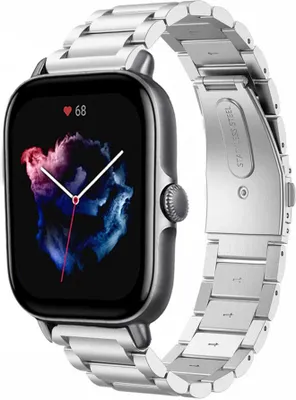 Produktbild von Strap-it Stahlarmband - Kompatibel mit Amazfit GTS 3 Armband Ersatzarmband Edelstahl - Gliederarmband mit Faltschließe - Hochwertiges Material - für Smartwatch 20mm Armband Silber
