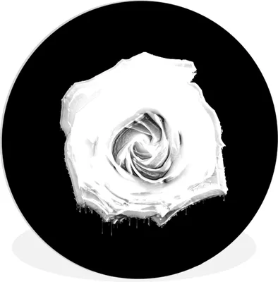Produktbild von MuchoWow® Rundes Wandbild - Runde Bilder Blumen - Licht - Schwarz - Weiß Ø 90 cm Kreis Wanddekoration Kunststoff - Wandkreis - Wandschmuck - Wand-Kreis - Wohnzimmer - Bild - Runde - Wanddeko - Dibond - Kunstdrucke