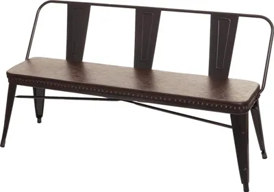 Produktbild von 3-osobowa ławka HWC-H10, ławka do szatni ławka do jadalni, imitacja skóry  Chesterfield Przemysłowa gastronomia ~ czarno-brązowy