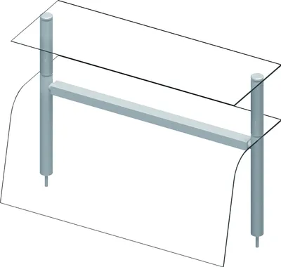 Produktbild von Doppel-Glas-Aufsatzbord mit Hustenschutz 990x455x700mm für Speisenausgabesysteme
