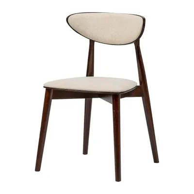 Productafbeelding van Margaret Hadas24 RYGA II Eetkamerstoel met beklede zitting en rugleuning, gestoffeerd, met houten frame, 48 x 45 x 80 cm, beige, notenhout Warmia