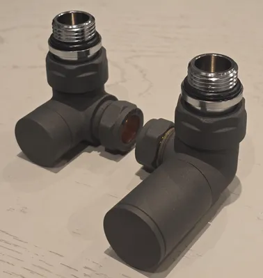 Heizkörperventile Eckform Matt Anthrazit 15mm Paar