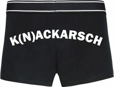 Produktbild von Boxershorts - Mann - Boxer-0011-man-black-h-S - schwarz - S - hinten - K(N)ACKARSCH - lustiges Motiv - Spruch - Unterwäsche - Unterhose - Freizeit - lustig