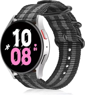 Produktbild von Strap-it Samsung Galaxy Watch 5 - 44mm Nylon-Schnallenarmband (Schwarz/Grau)