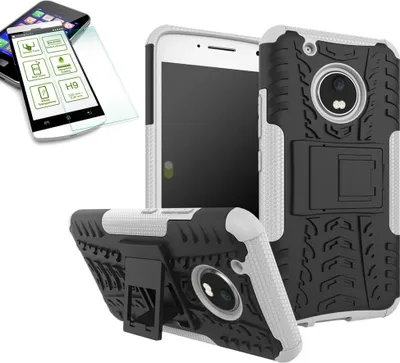Produktbild von Hybrid Case 2teilig Weiß für Lenovo Moto G5 Plus + Hartglas Tasche Hülle Neu