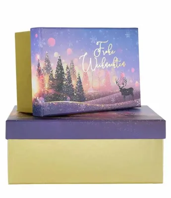 Produktbild von 12 Geschenkboxen Weihnachten lila Geschenkverpackung Geschenkkarton