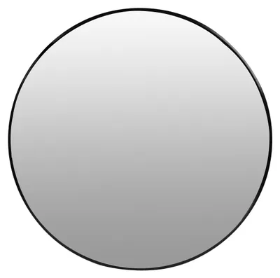 Produktbild von ModernHome Rundes Wandspiegel 80 cm, Aluminiumrahmen, schwarz