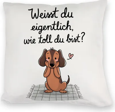 Produktbild von Niedlicher Dackel Du bist toll Kuschelkissen