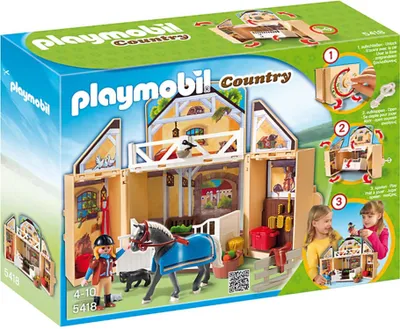 Produktbild von PLAYMOBIL 5418 Aufklapp-Spiel-Box Reitstall Mitnehm-Pferdebox
