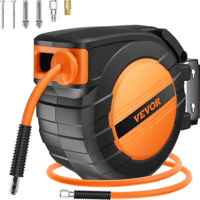 Immagine prodotto di Avvolgitore per aria compressa VEVOR, tubo aria 9,52 mm x 15,24 m, 300 PSI max., montaggio a soffitto/parete, avvolgitore in PP e staffa girevole a 180°