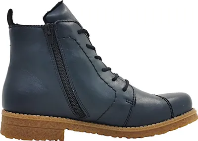 Imagen del producto de Botines de mujer Rieker, tipo botín con cordones, color azul, para uso diario