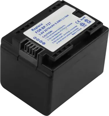 Produktbild von Avizar, Li-Ion Akku 2670mAh 3.6V für Canon BP-727 Camcorder kompatibel, Schwarz