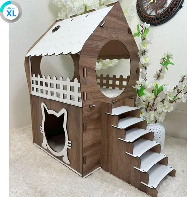 Image de Maison pour chatons Jungengel marron et blanc – XL, XXL, 3XL – Grotte pour chat 1-2 chats