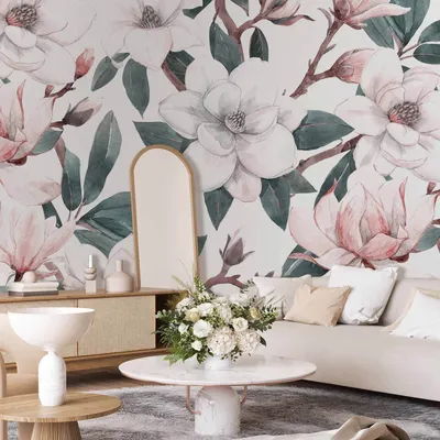 Produktbild von Selbstklebende Folie Fototapete - Watercolor Magnolias - Second Variant 196x140 cm Blumen b-B-0637-a-c