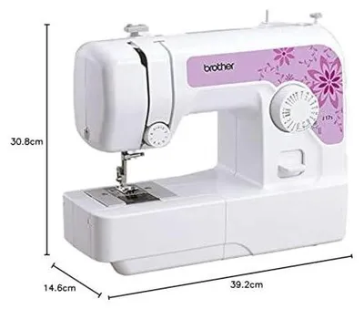 Obrázok produktu pre Brother J17s, Biela, Poloautomatický šijací stroj, Šitie, 4 kroky, 4 mm, Tlačidlá