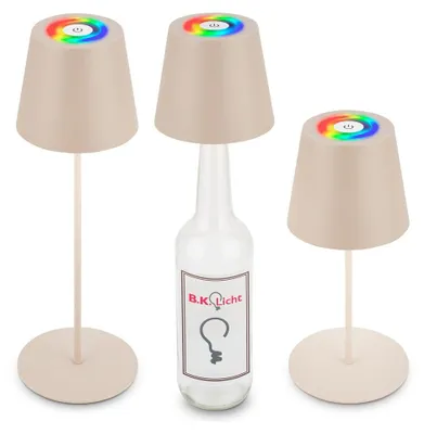 Image de B.K.Licht 3 en 1 RGBW LED lampe de table sans fil IP44, dimmable, tactile, réglable en hauteur, protection contre les éclaboussures, beige, 36xØ10,5cm
