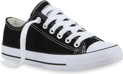 Produktbild von Mytrendshoe Damen Sneakers Sportschuhe Schnürer Schuhe 94237, Farbe: Schwarz Lucky, Größe: 36