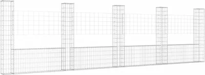 Produktbild von vidaXL Gabionenkorb U-Form mit 5 Säulen Eisen 500x20x150 cm