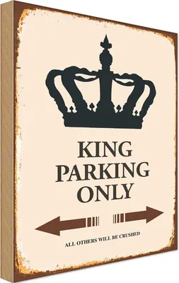 Produktbild von vianmo Holzschild 30x20 cm King parking only Korona Parkplatzschild