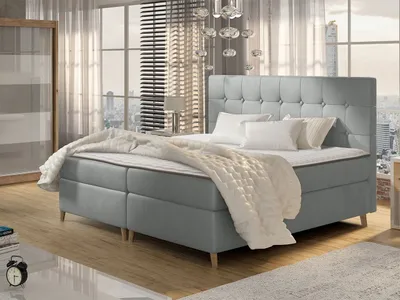 Obrázok produktu pre Boxspringová dvojlôžková posteľ 180x200 SERAFIN - šedá + topper ZDARMA