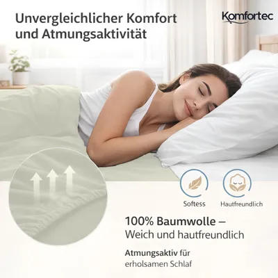 Produktbild von Komfortec Jersey Spannbettlaken 180x200 cm, 100% Baumwolle, Ecru
