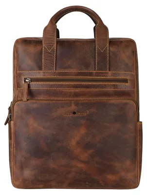 Produktbild von Greenburry Rucksack Leder 30x36cm Backpack Vintage braun Herren Damen A4 Format mit Notebookfach 27x28cm