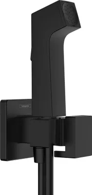 Immagine prodotto di hansgrohe Bidette Douchette à main 1jet E EcoSmart pour eau froide, avec support de douche et flexibles de douche, design anguleux, 29231670, 29231670