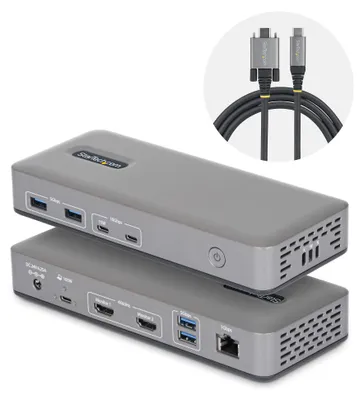 Obrázok produktu pre StarTech.com 196UE-USBC-DOCK, Kábel, USB 3.2 Gen 2 (3.1 Gen 2) Type-C, 100 W, 10,100,1000 Mbit/s, Šedá, 1 Gbit/s