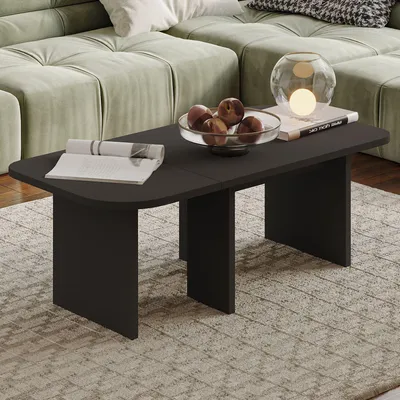 Obrázok produktu pre Skye Decor, luxusná sada konferenčných stolíkov (2 kusy), antracitová, 90 x 35 x 45 cm | 100 % melamínom potiahnutá drevotriesková doska, hrúbka: 18 mm | Ideálne do moderného interiéru, elegantné a funkčné.