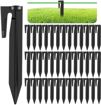 Produktbild von Rasenmäher-Heringe Set 100 Stück, Verstärkte Spitze, Gazonpflege, Schwarz