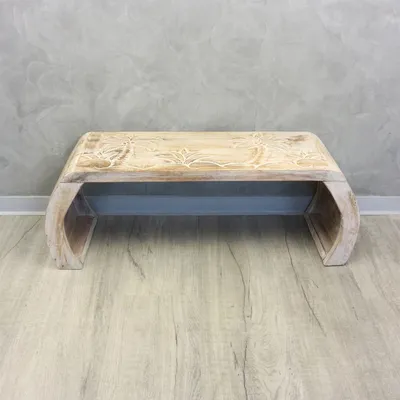 Produktbild von Beistelltisch Couchtisch Opiumtisch Brücke Blumentisch Laptoptisch Palmen 83cm breit Natur Weiß Groß