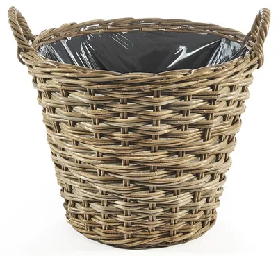 Produktbild von Kobolo Übertopf USINA 51cm  rund aus Rattan mit Folie - Pflanzkorb Pflanzschale Blumenkorb Flechtkorb Gartenkorb Pflanztopf Garten Deko Aufbewahrungs