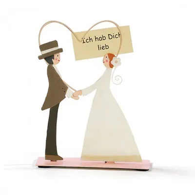 Produktbild von Kartenhalter Brautpaar 15 cm Tischdekoration Dekoration Hochzeit Wedding Metall