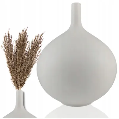 Produktbild von Vase Weiß 24.5 cm – Dekovase aus Keramik – Blumenvase für Wohnzimmer, Schlafzimmer und Büro
