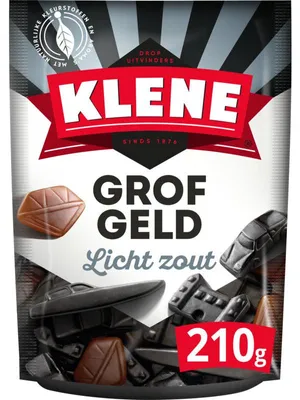 Obrázek produktu pro Klene Grof Geld Lékořice 210g – Sladká, slaná lékořice s hrubými zrny