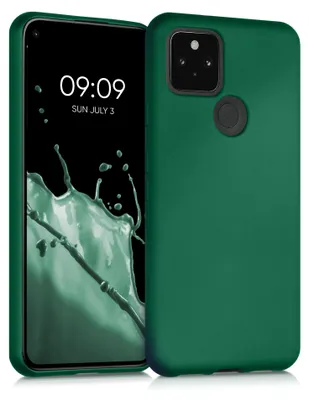 Produktbild von kwmobile Handyhülle für Google Pixel 5 Hülle - Silikon Case metallisch schimmernd - Schutzhülle Cover - Metallic Dunkelgrün