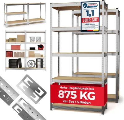 Produktbild von 2x GENTOR Kellerregal Lagerregal Schwerlastregal Regale Werkstattregal Steckregal