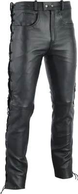 Produktbild von Lederjeans Lederhose maßanfertigung seitlich geschnürt nach Mass, Farbe:Schwarz