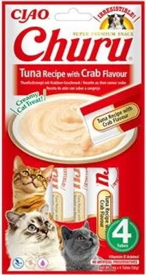 Produktbild von Inaba Katzen-Churu Thunfisch mit Krabbenfleisch 4x14g (56g) Cremige Katzenleckerli-Paste mit Thunfisch und Krabbenfleisch