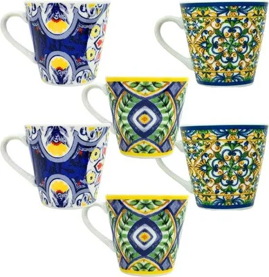 Produktbild von Famanu Espressotassen - Modernes Design, Spülmaschinen- und Mikrowellengeeignet - Set mit 6 bunten Tassen