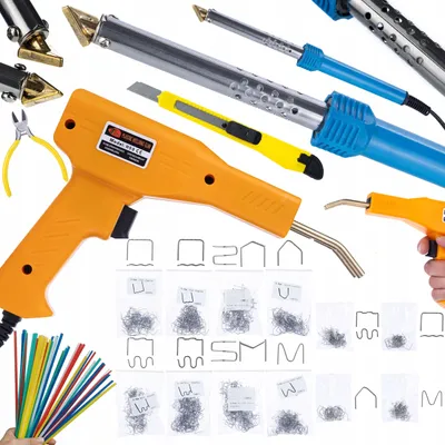 Produktbild von Rosfix Set Kunststoffschweissgeraet 80W + Heftgeraet + 800 Klammern + Schweissstaebe – 220–240V, 600°C, 8 Typen | Reparatur, Auto, DIY