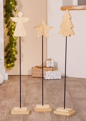 Produktbild von Gilde Standrelief, Tannenbaum, Holz, VE 3, 3fach sortiert, L. 10 cm, B. 13 cm, H. 76 cm 59957