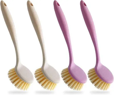 Immagine prodotto di Spazzole per la pulizia della cucina con manico antiscivolo, set da 4, ideali per pentole e padelle, per una pulizia e uno sfregamento efficaci