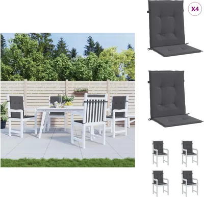 Immagine prodotto di vidaXL Cuscini per sedia da giardino per schienale basso 4 pz. Antracite - Cuscino di seduta